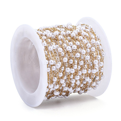ABS Plastic Pearl Round Beaded Chains CHS-N003-16-1