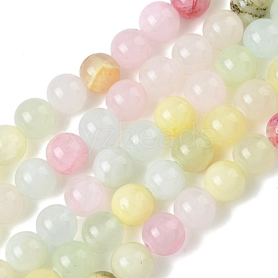 Natural Colorful Green Jade Beads Strands G-G757-01-8mm-1