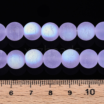 Frosted Transparent Glass Beads Strands GLAA-T032-T10mm-MBB01-1