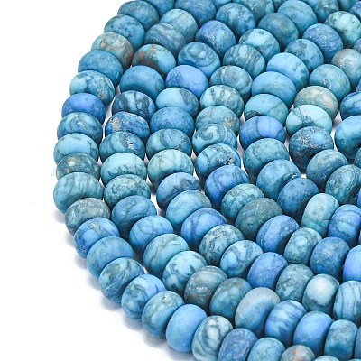 Dyed Natural Map Stone Beads Strands G-P575-A21-8x5mm-03-1