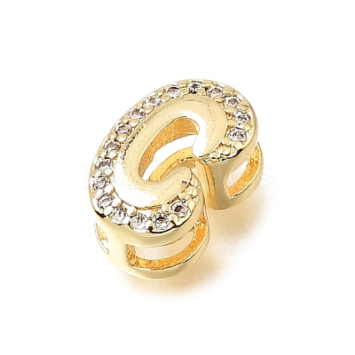 Brass Micro Pave Clear Cubic Zirconia Initial Spacer Bars KK-E802-34G-C-1