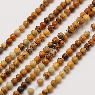 Natural Picture Jasper Round Bead Strands G-A130-2mm-19-1