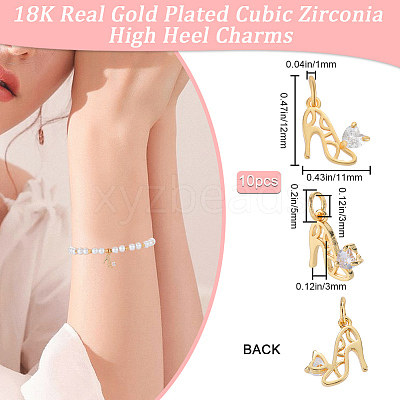10Pcs Brass Micro Pave Cubic Zirconia Stilettos Charms ZIRC-BBC0002-79-1