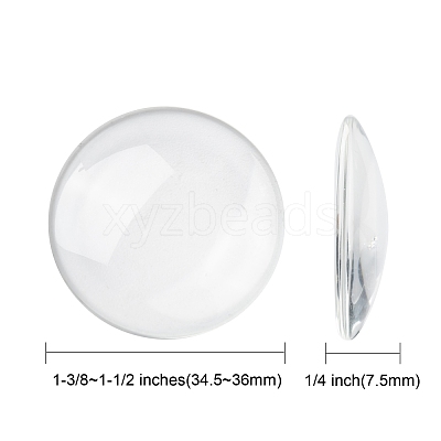 Transparent Glass Cabochons GGLA-R026-35mm-1