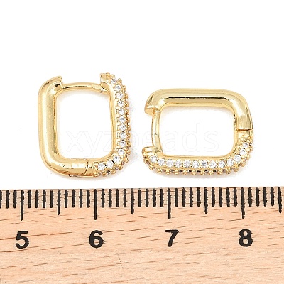 Rectangle Brass Clear Cubic Zirconia Stud Earrings EJEW-A156-12A-G-1