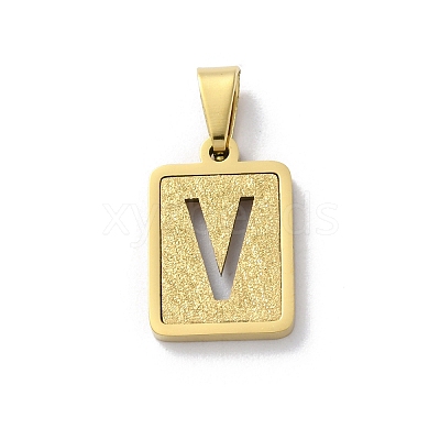 304 Stainless Steel Alphabet Pendants STAS-S152-01G-V-1