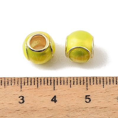 Sports Ball Brass Enamel European Beads KK-CBAF2EC-03G-1