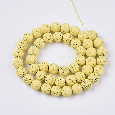 Spray Painted Natural Lava Rock Beads Strands G-N0324-D-09-1