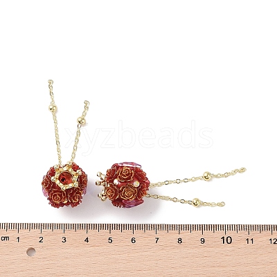 Handmade Flower Polymer Clay Rhinestone Tassel Dangle Beads CLAY-H003-02G-02-1