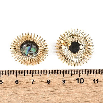 Paua Shell & Brass Stud Earrings for Women EJEW-JE07473-1