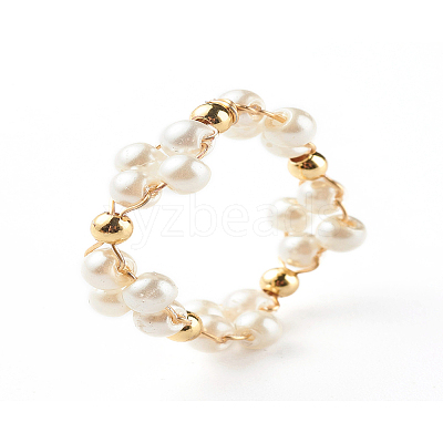 Glass Pearl Beads Finger Rings X1-RJEW-TA00005-1