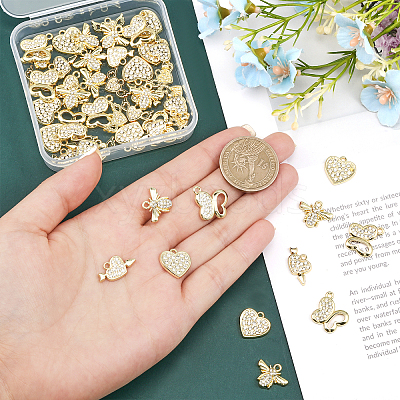 50Pcs 5 Styles Rack Plating Alloy Pendants FIND-CA0007-30-1