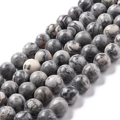 Natural Map Stone/Picasso Stone/Picasso Jasper Beads Strands G-G047-8mm-1
