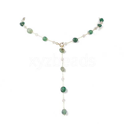 Handmade Natural Green Agate Beaded Chains Earring & Necklaces Sets SJEW-JS01342-04-1