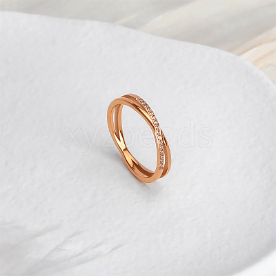 304 Stainless Steel Micro Pave Clear Cubic Zirconia Finger Rings for Women FS-WG1B662-04-1