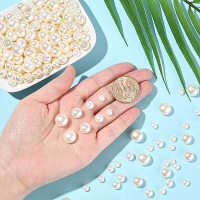 100Pcs ABS Plastic Imitation Pearl Beads OACR-YW0002-46A-1