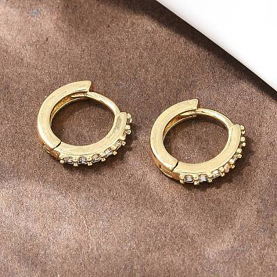 Brass Cubic Zirconia Hoop Earrings EJEW-A156-13A-G-1