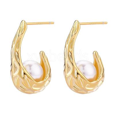 Natural Pearl Teardrop Stud Earrings JE1078A-1