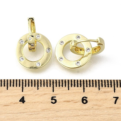 Flat Round Brass Micro Pave Cubic Zirconia Hoop Earrings EJEW-U061-02G-02-1