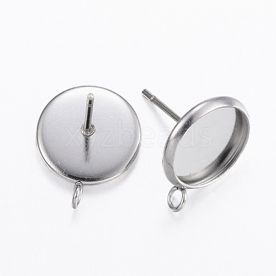 Non-Tarnish 304 Stainless Steel Stud Earring Settings STAS-H380-C-13P-1