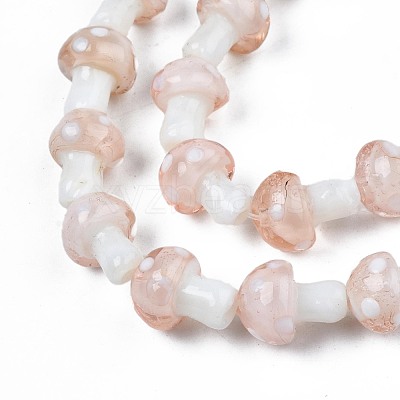 Mushroom Handmade Lampwork Beads Strands X-LAMP-R116-28-1