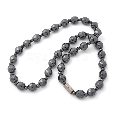 Round Twist Synthetic Non-Magnetic Hematite Beaded Necklaces NJEW-R020-04-1