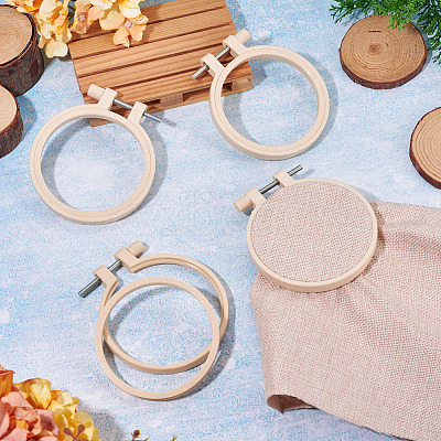 Plastic Imitation Bamboo Cross Stitch Embroidery Hoops TOOL-TADJ0001-03A-1