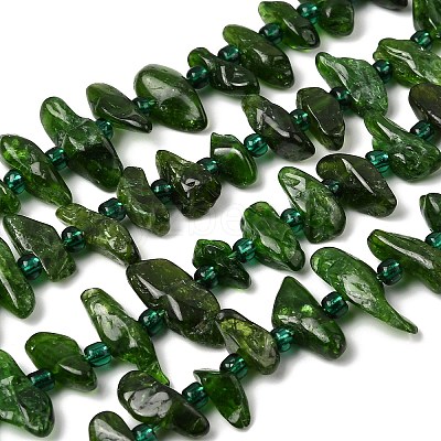 Natural Green Diopside Beads Strands G-L649-B01-01-1