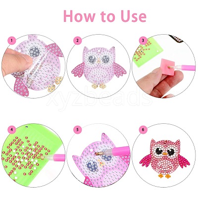 Owl DIY Diamond Painting Keychain Sets DIY-WH0163-82-1