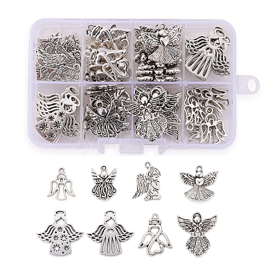 80Pcs 8 Styles Tibetan Style Alloy Pendants TIBEP-LS0001-07-1