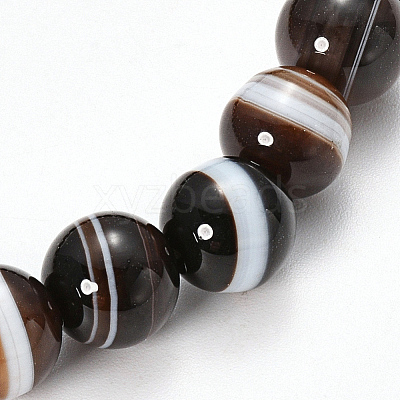 Natural Striped Agate/Banded Agate Beaded Stretch Bracelets BJEW-Q692-03I-1