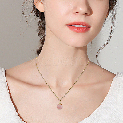 10Pcs Natural Agate Peach Charms with Brass Jump Rings G-BBC0001-62-1