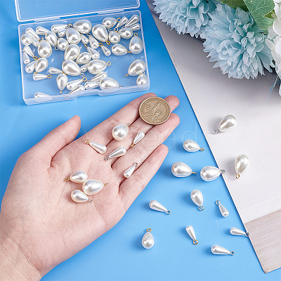 64Pcs 8 Style ABS Plastic Imitation Pearl Pendants KY-PH0001-60-1