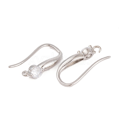 Rack Plating Brass Cubic Zirconia Earring Hooks KK-S374-05P-05-1
