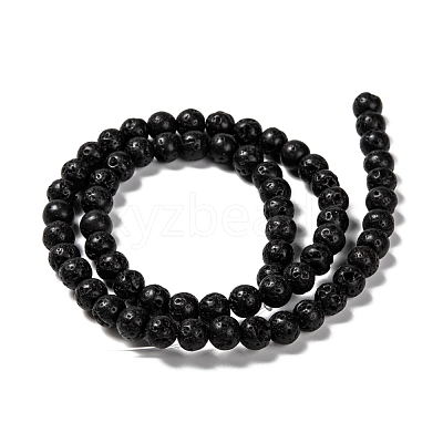 Natural Lava Rock Round Bead Strands G-M169-6mm-03-1