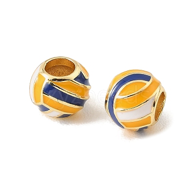 Sports Ball Brass Enamel European Beads KK-CBAF2EC-03G-05-1