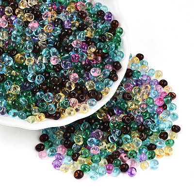 3/0 Baking Paint Glass Fringe Seed Beads SEED-A034-04K-1