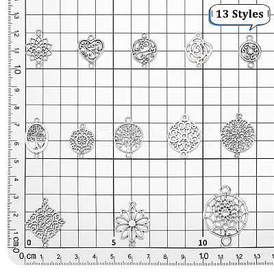 120Pcs 13 Styles Tibetan Style Alloy Links/Connectors Charm Sets TIBE-PH0002-49-1