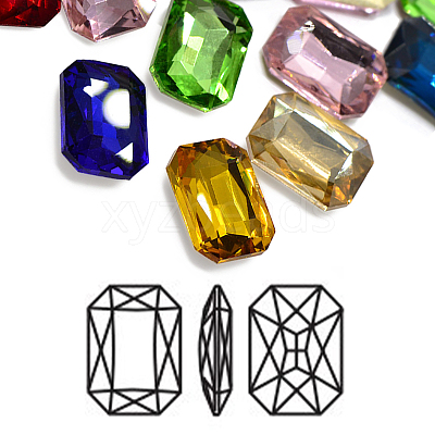 Faceted Rectangle K9 Glass Pointed Back Rhinestone Cabochons RGLA-A017-10x14mm-SM-1