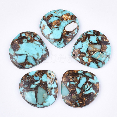 Assembled Natural Bronzite and Synthetic Turquoise Pendants G-S329-046-1
