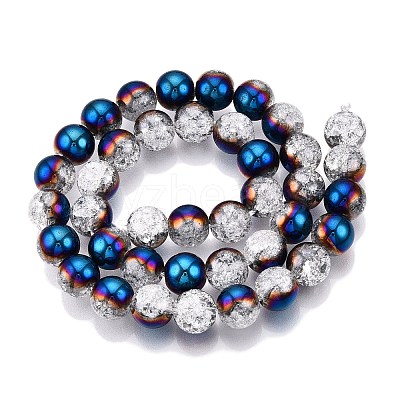 Electroplated Crackle Glass Beads Strands EGLA-N014-10mm-05-1
