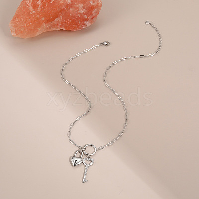 Valentine's Day 304 Stainless Steel Crystal Rhinestone Pendant Necklaces WGE27DF-02-1