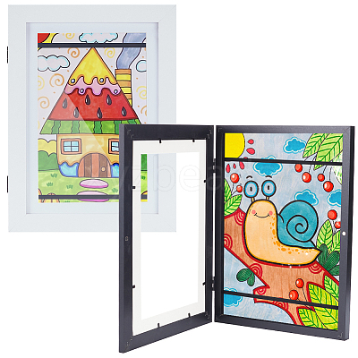 2 Sets 2 Colors Rectangle Wood Photo Frames with Hanging Hook DIY-GA0005-70-1