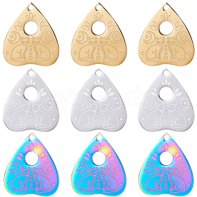 12Pcs 3 Colors 304 Stainless Steel Pendants STAS-SC0005-45-1