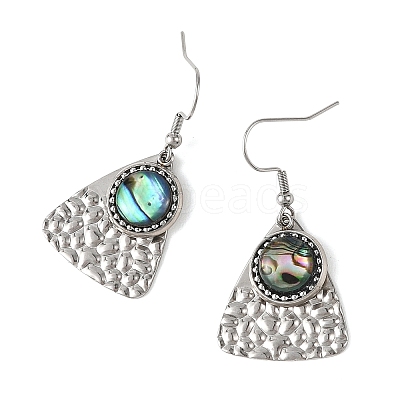Paua Shell and 304 Stainless Steel Dangle Earrings EJEW-JE07471-01-1