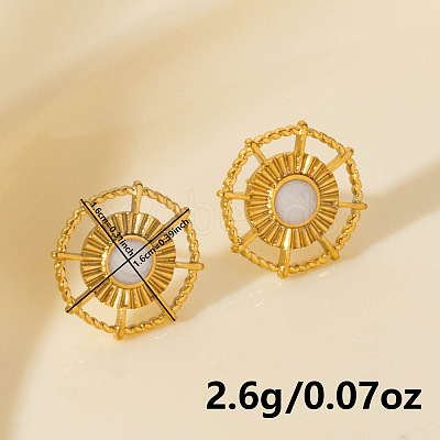 Vintage French Style 304 Stainless Steel Sun Stud Earrings BK1028-2-1