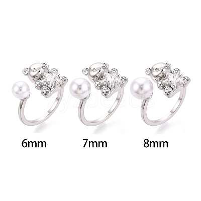 Bear Brass Micro Pave Clear Cubic Zirconia Cuff Ring Settings KK-T076-32P-1
