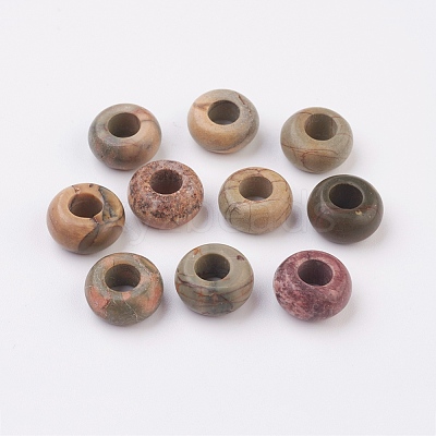 Natural Polychrome Jasper/Picasso Stone/Picasso Jasper European Beads G-G740-12x6mm-22-1