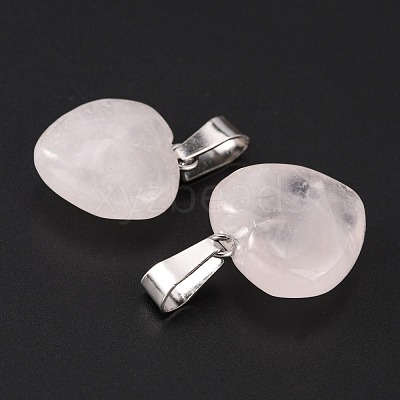 Heart Natural Rose Quartz Pendants G-Q371-07-1