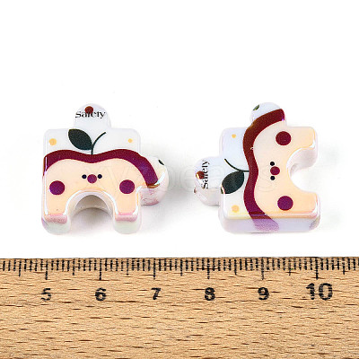 UV Plating Opaque Printed Acrylic European Beads OACR-N153-06B-1